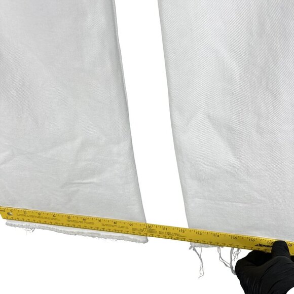 Reformation White Fawcett Jeans Womens Size 28/6 USA High Rise Wide Leg Raw Hem - Picture 11 of 16